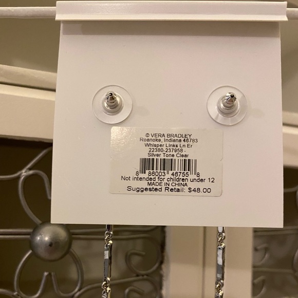 Vera Bradley Silver Whisper Link Linear Perced Earrings - Picture 5 of 6